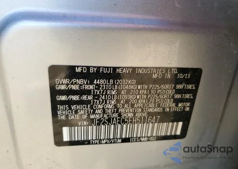 2014 Subaru Forester 2.5I Premium из США, поврежденный, VIN JF2SJAEC5EH511647